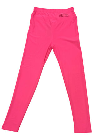 Kız Çocuk Dmnk Yazı Desenli Full Likralı Mevsimlik Neon Pembe Renk Tayt