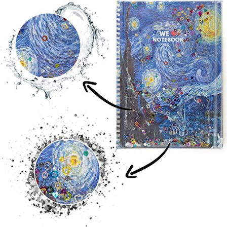 VAN GOGH YILDIZLI GECE TELLİ KALEM KUTULU SULU DEFTER