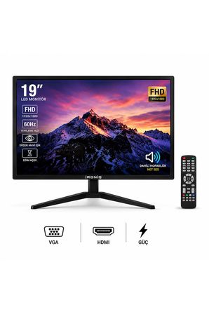 IRN-Q19WS 19 İnç Full HD LED Monitör 1920x1080 60Hz HDMI VGA 3 Rca Ses Çıkışı Düşük Mavi Işık Bilgisayar Monitörü