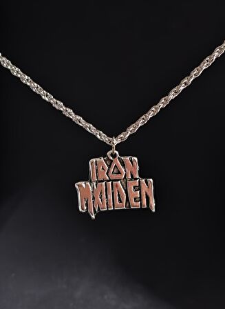 Antik Gümüş Kaplama İron Maiden Müzik Rock Unisex Sembol Kolyee