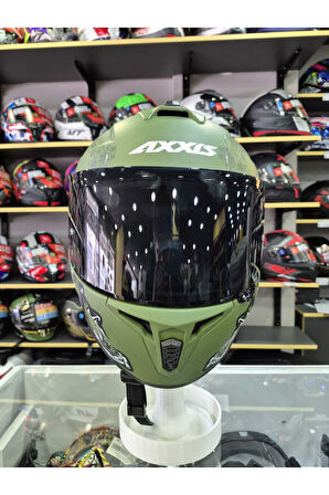 AXXIS DRAKEN S IRON PEACE C6 MAT GREEN KAPALI KASK