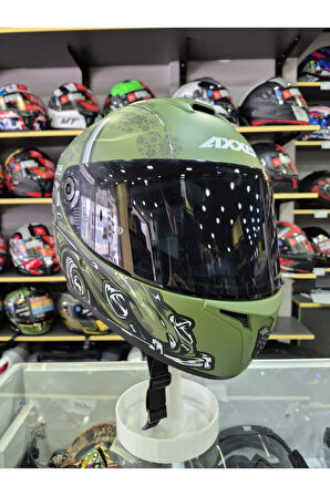 AXXIS DRAKEN S IRON PEACE C6 MAT GREEN KAPALI KASK