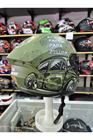 AXXIS DRAKEN S IRON PEACE C6 MAT GREEN KAPALI KASK