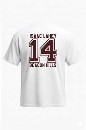 Teen Wolf Isaac T-Shirt - Beyaz Baskılı Oversize Bisiklet Yaka Kısa Kol Bol