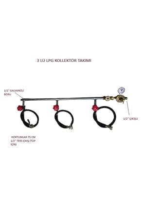 LPG KOLLEKTÖR ÜÇLÜ TAKIM 1/2" ÇIKIŞLI