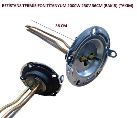 REZİSTANS TERMİSİFON TİTANYUM 2000W 230V 36CM BAKIR (5 DELİKLİ TAKIM)
