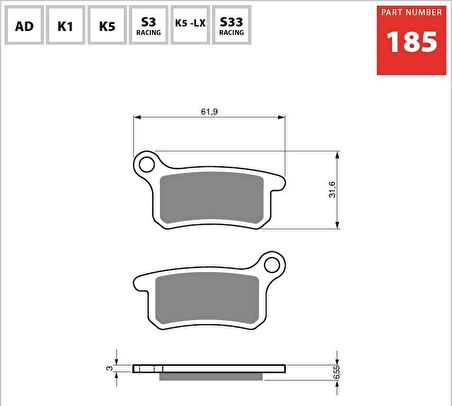 GOLD AD 185 FREN BALATA SİNTER METAL