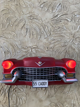 Isıklı Cadillac Duvar Obje Araba, Kırmızı