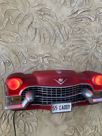 Isıklı Cadillac Duvar Obje Araba, Kırmızı