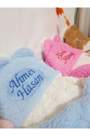 İsim Nakışlı Uyku Tulumu Dış Kundak Mavi - Welsoft Kapüşonlu Çift Katman Ayaklı Model