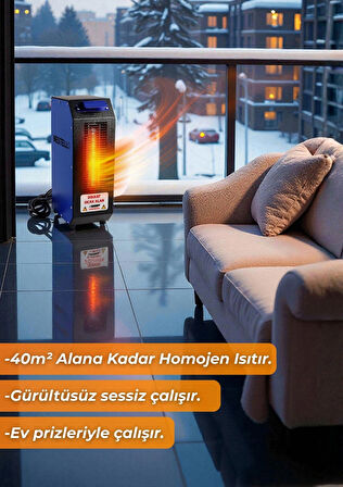 Nestello Elektrikli Isıtıcı 3400W, 3 Kademeli Ayar, Sessiz Fanlı Isıtıcı