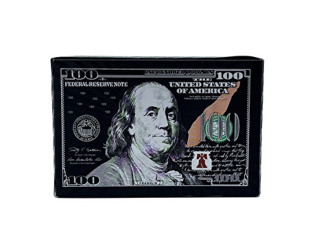 Dolar Baskılı İskambil Kağıdı Plastik Su Geçirmez Oyun Kağıdı - Siyah