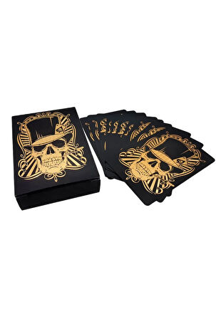 Siyah-Altın Kurukafa İskambil Kağıdı Plastik Su Geçirmez Oyun Kağıdı