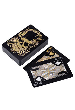 Siyah-Altın Kurukafa İskambil Kağıdı Plastik Su Geçirmez Oyun Kağıdı