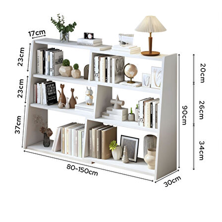 Uzatılabilir Raflı Kitaplık Küçük Alanlar veya Köşeler için 3 Katlı Merdiven Tipi Alçak Kısa Kitaplık