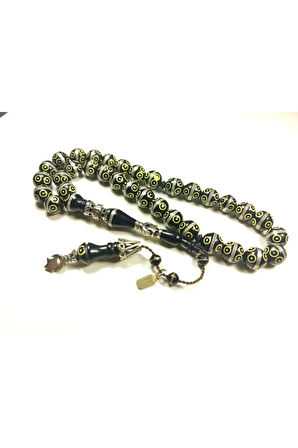 Mustafa Uysal Usta Eseri Gümüş Nakkaş Gümüş Sarmal Mineli Kuka Tesbih Sertifikalı 6163