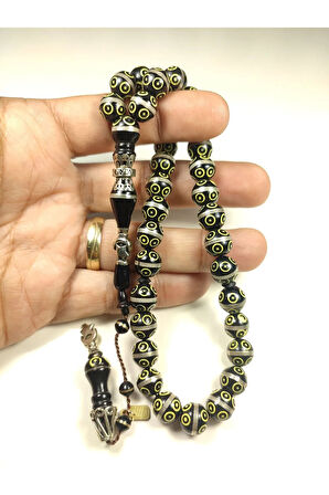 Mustafa Uysal Usta Eseri Gümüş Nakkaş Gümüş Sarmal Mineli Kuka Tesbih Sertifikalı 6163