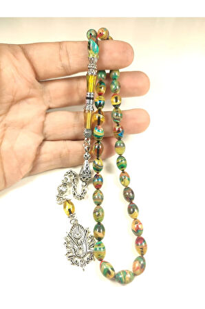 925 Ayar Gümüş Nakkaş İp Yolu Eskitme Eski Usul Multi Color Sıkma Kehribar Sertifikalı 6155