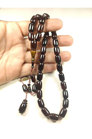 Ahmet Emin Usta Eseri Kuru Torna 3 Kat Cilalı Sıkma Kehribar Tesbih Sertifikalı 6133