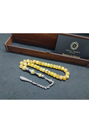 Ahşap Hediye Kutulu Gümüş Nakkaş ve Gümüş Püsküllü 15.09 Gr. Litfanya Kaya Damla Sertifikalı 8561