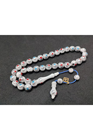 İskeçeli Cemil Usta Eseri Papatya Model Işlemeli Mine Ve Firuzeli Deve Kemiği Sertifikalı 8098