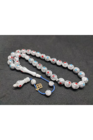 İskeçeli Cemil Usta Eseri Papatya Model Işlemeli Mine Ve Firuzeli Deve Kemiği Sertifikalı 8098