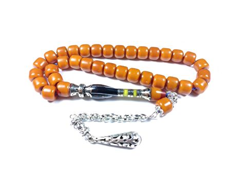 Gümüş Kaplama Püskül Nakkaş İmame Fatih Sultan Mehmet Han Resimli Sıkma Kehribar