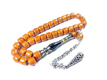 Gümüş Kaplama Püskül Nakkaş İmame Fatih Sultan Mehmet Han Resimli Sıkma Kehribar