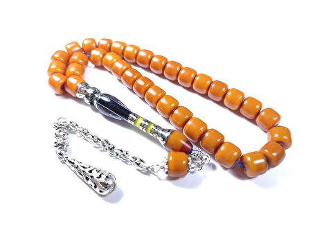 Gümüş Kaplama Püskül Nakkaş İmame Fatih Sultan Mehmet Han Resimli Sıkma Kehribar