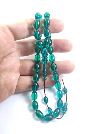 Abdullah Başkale Usta İşi Sikkeli Zar Kehribar Yeşil Sistemli