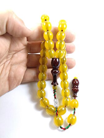 Zeyzun  İmzalı (İmzası Gümüştür) İmame Hitame Traşlı Sıkma Kehribar 