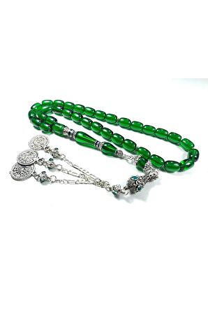 Gümüş Kaplama Püsküllü 925 Ayar Gümüş Nakkaş İmame Alman Zar Kehribar Sertifikalı 3929