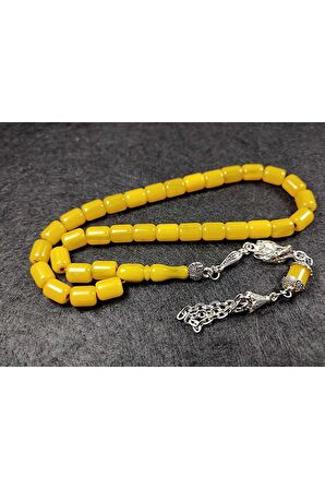 Gümüş Kaplama Püsküllü Bilek Boy Sıkma Kehribar Sertifikalı No 3946