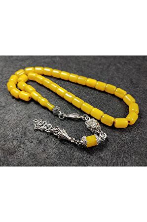 Gümüş Kaplama Püsküllü Bilek Boy Sıkma Kehribar Sertifikalı No 3946