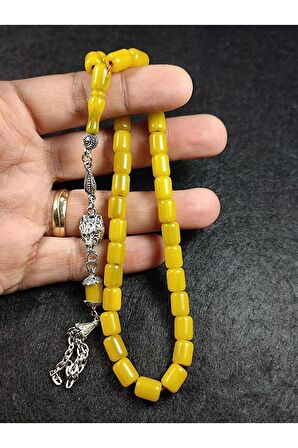 Gümüş Kaplama Püsküllü Bilek Boy Sıkma Kehribar Sertifikalı No 3946