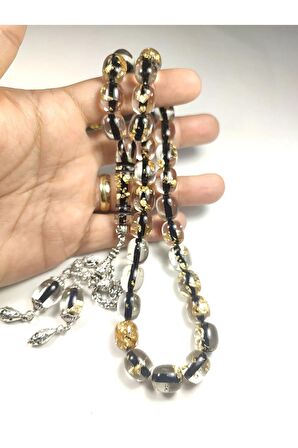 Gümüş Kaplama Püsküllü Yenilebilir Altın Parçacıklı İri Boy Ateş-i Kehribar Sertifikalı No 4006