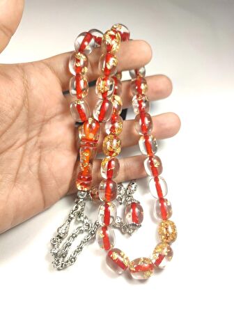 Gümüş Kaplama Püsküllü Yenilebilir Altın Parçacıklı İri Boy Ateş-i Kehribar Sertifikalı No 4007