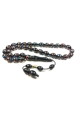 Mustafa Uysal Usta Eseri Gümüş Çakım Mineli İnci Siyahı Kuka Sertifikalı 4548