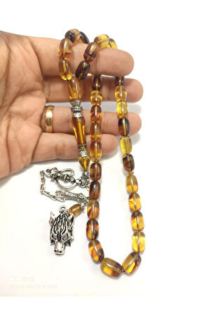 Şevket Alkan Usta Eseri 925 Ayar Gümüş Nakkaş  Sıkma Kehribar Sertifikalı 6270