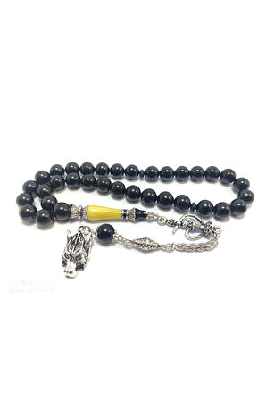 Şevket Alkan Usta Eseri 925 Ayar Gümüş Nakkaş İnci Siyahı Sıkma Kehribar Sertifikalı 6275