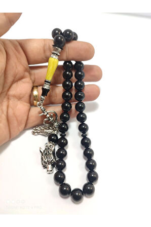 Şevket Alkan Usta Eseri 925 Ayar Gümüş Nakkaş İnci Siyahı Sıkma Kehribar Sertifikalı 6275