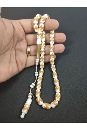 İskeçeli Cemil Usta Eseri Mineli ve Gümüş Sarmal Naturel  Deve Kemiği Sertifikalı 6357