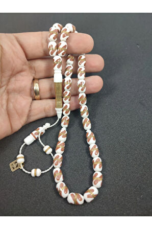 İskeçeli Cemil Usta Eseri Mineli ve Gümüş Sarmal Naturel  Deve Kemiği Sertifikalı 6359