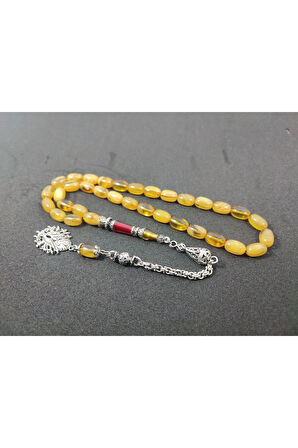 Şevket Alkan Usta Eseri 925 Ayar Gümüş Nakkaş Sıkma Kehribar Sertifikalı 6408