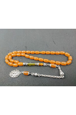 Şevket Alkan Usta Eseri 925 Ayar Gümüş Nakkaş Sıkma Kehribar Sertifikalı 6410