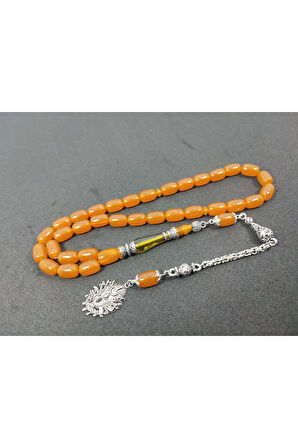 Şevket Alkan Usta Eseri 925 Ayar Gümüş Nakkaş Sıkma Kehribar Sertifikalı 6410