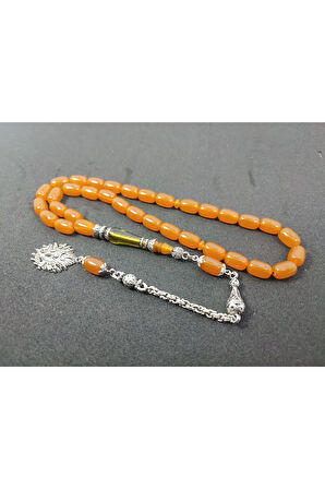 Şevket Alkan Usta Eseri 925 Ayar Gümüş Nakkaş Sıkma Kehribar Sertifikalı 6410