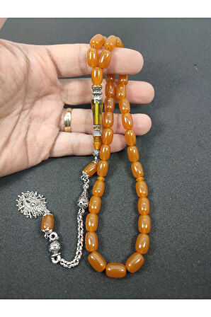 Şevket Alkan Usta Eseri 925 Ayar Gümüş Nakkaş Sıkma Kehribar Sertifikalı 6410