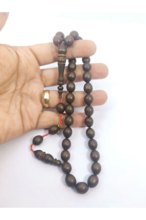 Mustafa Uysal Usta Eseri İri Boy Kuru Torna El İşi Şimşir Ağacı Tesbih Sertifikalı 6455