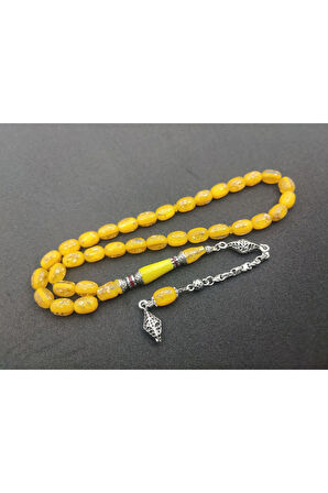 Şevket Alkan Usta Eseri 925 Ayar Gümüş Nakkaş Altın Varaklı Ateş-i Kehribar Sertifikalı 6776